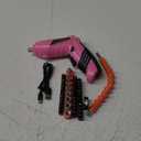 Pink Cordless Electric Screwdriver Set, 3.7V Rechargeable Small Electric Drill with 25pcs Driver Bit Set, Power 3Nm Screw Gun with 2 Position Handle, Flexible Shaft LED Light for Women