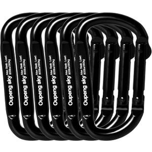 6PCS Carabiner Clip - Heavy Duty Iron Carabiners 800lbs Carabiner D Ring Shape, Key Chain Clip Hook, Keychain Clip, Multipurpose for Camping, Hiking, Backpacking or Other Outdoor Activities, Black.