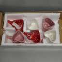Domensi 6 Pcs Heart Shaped Ceramic Mugs Heart Coffee Cup with Handle Love Tea Cup Gift for Romantic Mother Wedding Anniversary Couple Lover (Red Pink White)