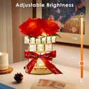 Rose Flower Table Lamp Gifts: for Women/Mother's Day/Mom/Grandma/Sister/Girlfriend, Battery Powered Small Night Light for Kitchen Bedroom Office Decor,Rechargeable Cordless Touch Crystal Lamp