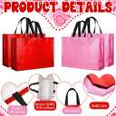 SATINIOR 50 Pcs Mother's Day Party Gifts Bags Pink and Red Large Non Woven Tote Bags Reusable Gift Bag with Handles for Goodie Shopping Holiday Birthday Party Favor