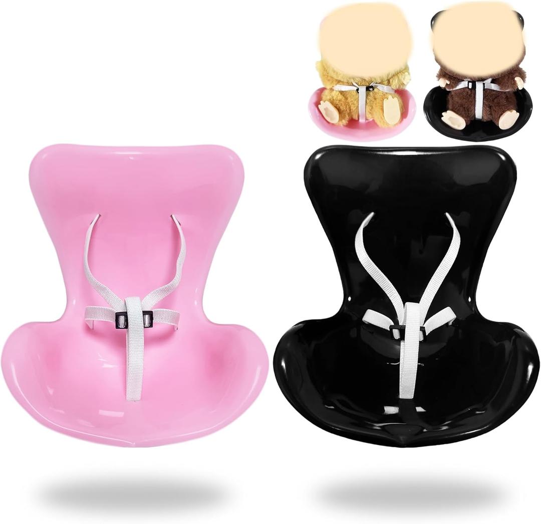 2 Set Doll Car Seat for 10-17cm Dolls, Miniature Air Vent Clip Seat, Cute Car Ornaments, Doll Accessory for Collectors & Interior Decor, Black and Pink