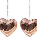 6 Heart Shaped Disco Ball - 2 Pack Rose Gold Mirror Disco Balls with 20" Chains for Valentines Day Gift Party, Reflective Hanging Disco Decor Retro Decor for Cafe, Desk, Room, Home, Bar