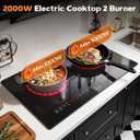 Hobsir 2 Burner Electric Cooktop 110V with Plug, 2000W Independent Power, 24 Inch PF602SGB-1