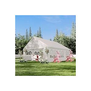 GarveeLife 20 ft x 20 ft Party Tent Heavy Duty Wedding Tent Outdoor Canopy Event Shelters Upgraded Galvanized Carport with Removable Sidewall Windows for Commercial, Parties, White