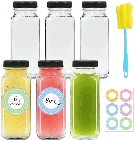 NEWMIAO 3 pack 8 oz Glass Juice Bottles with Lids, 250 ml Reusable Glass Water Bottles, Empty Drink Containers Drinking Jars with Brush, for Milk, Juicing, Kombucha, Ginger NEWMIAO 3 pack 8 oz Glass Juice Bottles with Lids, 250 ml Reusable Glass Water Bottles, Empty Drink Containers Drinking Jars with Brush, for Milk, Juicing, Kombucha, Ginger