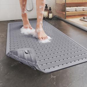 Non Slip Bathtub Mat and Shower Mat, Machine Washable Anti Slip Shower Mats for Inside Shower with Suction Cups & Drain Holes