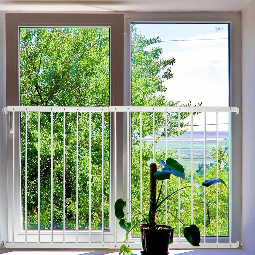 Window Guards for Children, Fit 32.5"-62.5" Wide Window Security Bar, White Window Bars Security Inside, 29.92inch High Child Safety Window Guard (2 Piece)