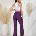 Tulucky Womens Stretchy Shiny Sports High Waisted Yoga Flare Pants Tummy Control Bell Bottom Leggings (Purple, XL)