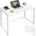 Huuger Folding Desk for Small Spaces, 31.5 Inch Foldable Computer Table, for Home Office, Study, Bedroom, Dorm, Space Saving, Small Writing Work Office Computer Desk, Easy to Fold, White