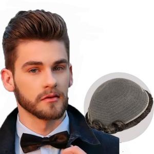 Amiable Toupee for Men Human Hair Full French Lace Man's Hair Replacement Systems Soft Bleached Frontal natural looking hair patch for men,810 Inche #2