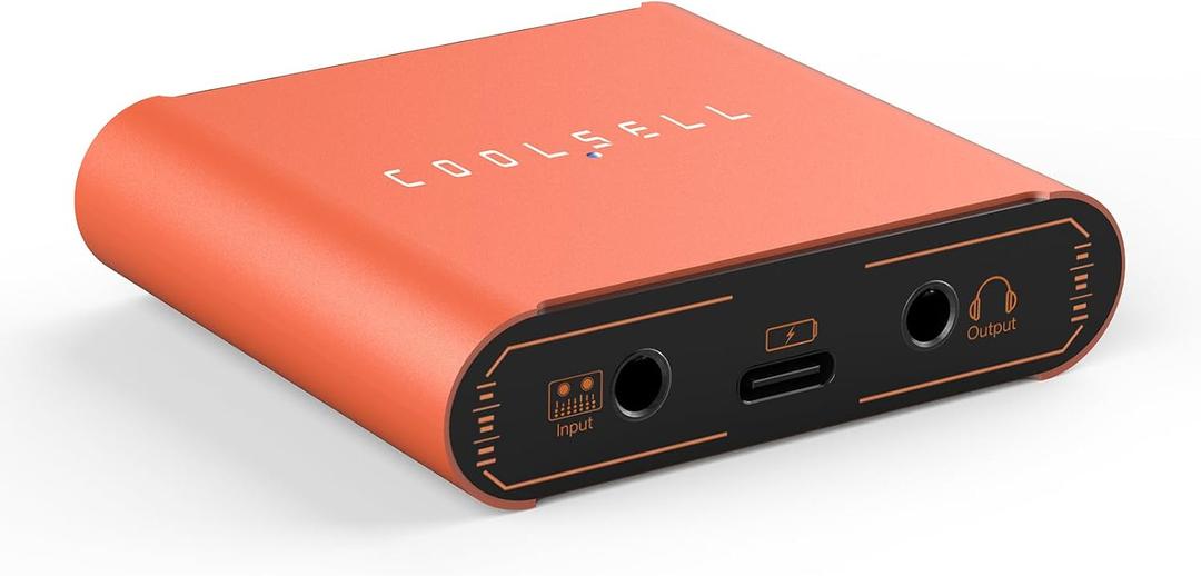 192kHz/24bit Audio Interface, Portable USB & iPhone Guitar Interface with Dual Gain Dial for Recording and Streaming, Stereo Interface Compatible with Phone, Tablet, Mac, PC (Upgrade Version) (Orange)