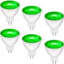 LED MR16 Green Light Bulb 4W, 20W 35W 50W Halogen Equivalent, 12V Low Voltage GU5.3 Bi-Pin Led Green Bulbs for Christmas Outdoor Landscape Yard Garden Tree Pool Holiday Lighting, 38 Deg, 6 Pack