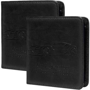 2-Pack Car Registration and Insurance Holder, Car Organization Vehicle Document Organizer with Magnetic Closure for Cards, License in Glove Box, Black
