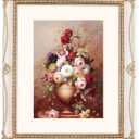 8x10 Picture Frame, White & Gold Picture Frames, Vintage 8 x 10 Frame with Floral and Bead Detail, with Mat for 5x7 Photo, White and Gold 