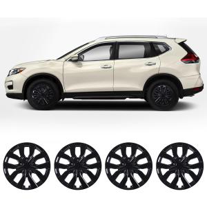 Hubcap 17 inch Wheel Rims Cover for Nissan Rogue 2014-2020 Compatible with Steel Wheels, R17 Hub Caps Snap On Installation, 17 Wheel Cover Set of 4, Black Lacquer