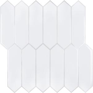 CHIHUT 16 Sheets 12''x12'' White Glossy Long Hexagon Peel and Stick Backsplash Tiles 3D Modern Minimalist Self Adhesive Stick on Tiles Waterproof Renter Friendly Backsplash for Kitchen Bathroom