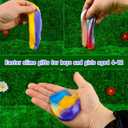 7 Pack Egg Slime Kit with 3 Bicolor Butter 4 Galaxy Slime for Boys Girls 8-12, Clear Making Toy for Party Favor, Sticker Bunny Egg Charm 4-6, Soft Non-Stick Birthday Basket Stuffer