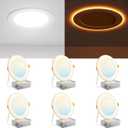 Amico 6 Pack 6 Inch 5CCT LED Recessed Ceiling Light with Night Light, 2700K/3000K/3500K/4000K/5000K Selectable Ultra-Thin Recessed Lighting, 12W=110W, 1100LM, Dimmable Canless Wafer Downlight ETL&FCC