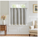 jinchan Double Layer Striped Linen Kitchen Tier Curtain Rustic Cafe for Living Room Bathroom Half Window Curtain 35x50 inches