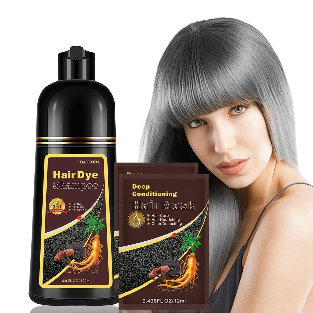 Silver Gray Hair Dye Shampoo 3 in 1, Hair Color Shampoo for Women Men, Long Lasting Silver Hair Dye, Champu Para Canas, Works in Minutes, 16.90 Fl Oz