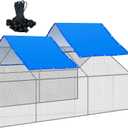 VitalCozy 2 Pcs Chicken Coop Cover Waterproof 11.5 x 6.6 ft Chicken Run Cover Coop Tarp Accessories for Winter with 50 Pcs Ball Bungees Cords for Outdoor (Blue)