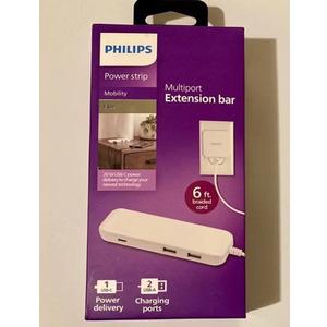 Phillip Power Strip Multiport Extension Bar, 6 Feet Braided Cord