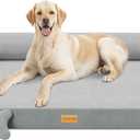 XL Plus Orthopedic Dog Bed, Big Dog Bed for Large Sized Dogs, Dual-Sided Pet Cooling Beds with Memory Foam Washable Cover Nonslip Bottom, Waterproof Pet Couch with Bolster, Light Grey (Jumbo(45"L x 35"W x 9.5"Th))
