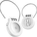 AirTag Holder with 3-Digit Combination Lock, Zinc Alloy Anti-Theft Protective Case with Steel Cable, Secure Lock for Luggage, Strollers, Backpacks Christmas White Elephant Gift for Women Man - White