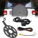 Dasbecan Backup Camera Compatible with 2007-2018 Jeep Wrangler JK Spare Tire Mount Rear View Reverse Camera, Adjustable Bracket, Removable Guidelines with OEM Monitor Adapter Heavy-Duty Metal Housing