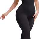 SHAPERX Hourglass Leggings Anti Cellulite Compression Full Body Shapewear Breathable No Roll Down, Black (Full Body), Large-X-Large