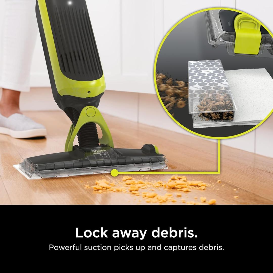 Shark VACMOP Cordless Hard Floor Vacuum Mop Includes 2 Disposable VACMOP Pads and a 12oz VACMOP Solution, Charcoal Gray, VM180