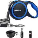 PINA Retractable Dog Leash, 26ft Dog Leash for Small Medium Large Dogs Up to 110lbs, 360° Tangle-Free Strong Reflective Nylon Tape, with Anti-Slip Handle, One-Handed Brake, Lock - Black Blue