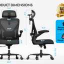 Ergonomic Office Chair: Mesh Desk Chair Comfy with Headrest& Lumbar Support, Pack of 1