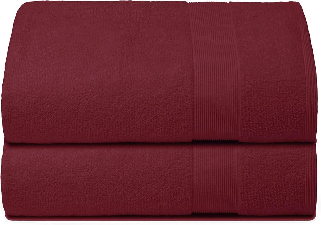 Belizzi Home Premium Cotton Oversized 2 Pack Bath Sheet 35x70-100% Pure Cotton - Ideal for Everyday use - Ultra Soft & Highly Absorbent - Machine Washable - Burgundy