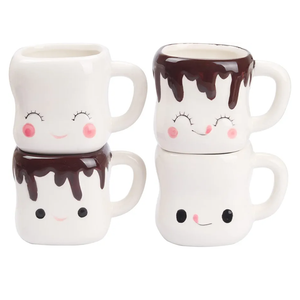 4 Cups Cute Mugs for Kids Hot Chocolate Cocoa Mug Gifts for Kids Women Christmas Mother's Day Set 6OZ