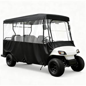 6 Passenger Golf Cart Enclosure for 119 Inch Roof, 600D Waterproof Golf Cart Cover with Clear PVC Windows, Roll Up Doors, Wind Resistant All Weather 6 Seater Enclosure