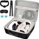 Comecase Hard Carrying Case for Quest 3/ Quest 3S/ for Quest 2 All-in-One VR Gaming Headset and Touch Controllers, Travel Storage Bag with Silicone Face Cover & Lens Protector & Accessories (Black+Grey Spong)