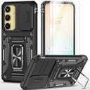 Compatible with Galaxy A55/A35 5G Case with HD Screen Protector,[Slide Camera Cover][Kickstand][Military-Grade] Heavy Duty Protection Samsung A55/A35 5G Case (Black)
