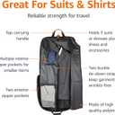 Amazon Basics 43" Travel Garment Bag Travel, Spacious Suit Bag with Detachable Shoulder Strap, Exterior/Interior Pockets, Leather-reinforced Corners, Trifold, Black