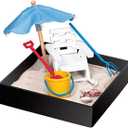 Executive Sandbox - Beach Break - Mini Desktop Set - Stress Relieving Office Decor - Includes 5 x 5 Sandbox,10 Island Accessories, and Fine Sand