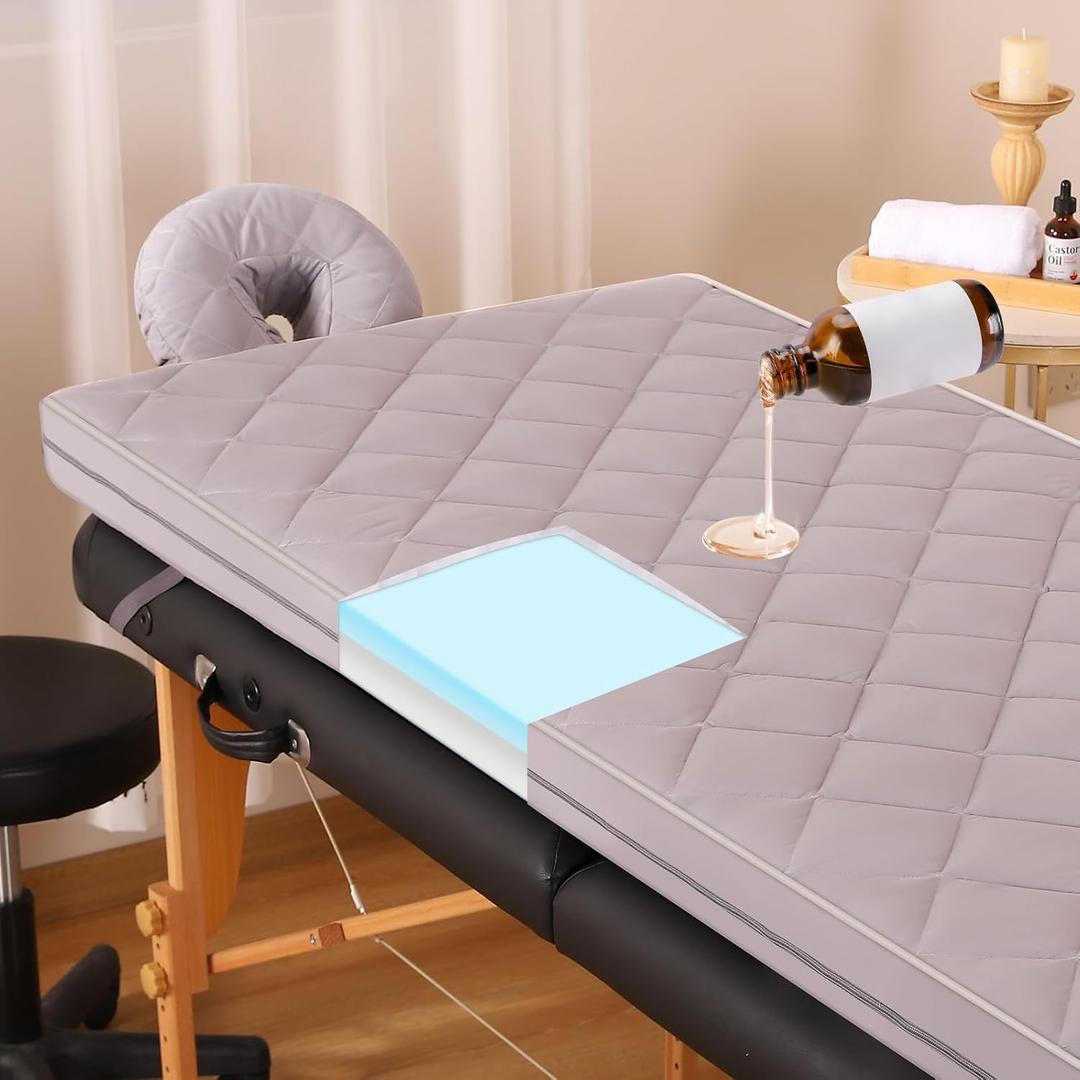3.2 Inch Lash Bed Topper Set,Gel Memory Foam Massage Bed Topper, Waterproof Fluffy Pillow Top Cover for Spa Esthetician Wax,Includes Grey Massage Table Toppe & Face Rest Cover