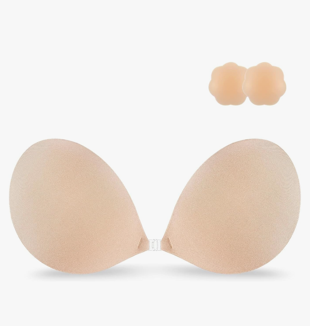 Niidor Adhesive Strapless Bra for Women Sticky Invisible Push up Silicone Bra for Backless Dress 2025 Upgraded Clasp Bras Cup C