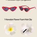 QRT Hawaiian Girls Red Dress CostumeSunglasses Flower Hair Clip,Princess Sundress Halloween Cosplay Beach Party Outfit (120)