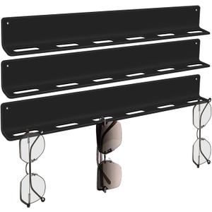 Bigfety Hanging Sunglasses Wall Organizer, Glasses Holder Wall for Display, Acrylic Multiple Eyeglasses Rack 3 Pack, Black