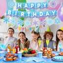 Domensi 173 Pcs Winter Snowflake Party Supplies Christmas Winter Tableware Set Snowflake Tablecloth Plates Cups Napkins Spoons Forks Knives Banner for Xmas Holiday Birthday Party Decoration