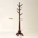 Coat Rack Freestanding with 8 Hooks, Wooden Coat Tree, Black Red
