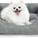 MIXJOY Dog Beds for Medium Dogs Washable, Rectangle Pet Bed Medium Size Dog, Orthopedic Sleeping Pet Sofa Bed, Soft Calming Cat Beds for Indoor Cats, AntiSlip Bottom with Multiple Size (25'', Grey)