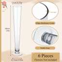 Amylove 6 Pcs Trumpet Glass Vase Bulk 24" Tall, Flower Glass Vase Decorative for Centerpieces, Flowers, Floating Candle Holder, Table Shelf Party Decoration, Wedding Home Decor