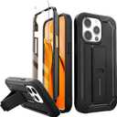 URBANITE for iPhone 13 Pro Case, Military Grade Rugged Shockproof Protective Cover with Screen Protector and Kickstand (Black)